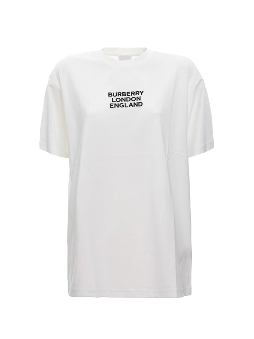 Burberry Oversizef White Tee with Black Logo Sz Lg